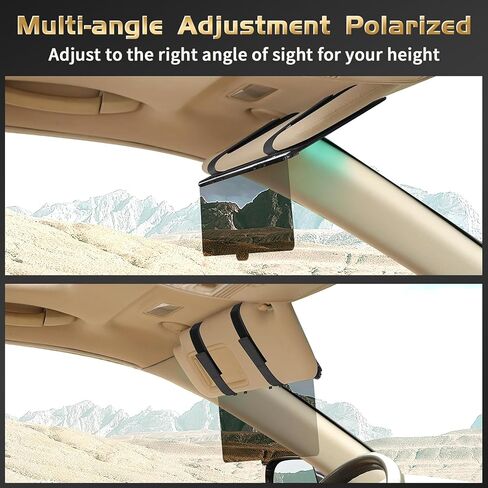 Polarized Car Sun Visor with Organizer, Upgraded Adjustable Visor Extension, PU Leather Universal Sun Glare Protector Against UV Rays & Snow Blindness in Saudi Arabia