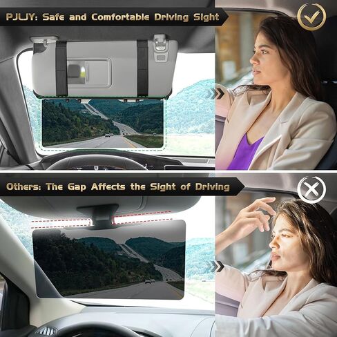 Polarized Car Sun Visor with Organizer, Upgraded Adjustable Visor Extension, PU Leather Universal Sun Glare Protector Against UV Rays & Snow Blindness in Saudi Arabia