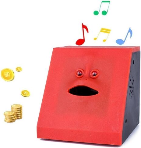 WeFoonLo Novelty Coin Money Eating Musical Face Bank Automatic Money Saving Collection Piggy Bank for Kids Children (Blue Flat) in Kuwait