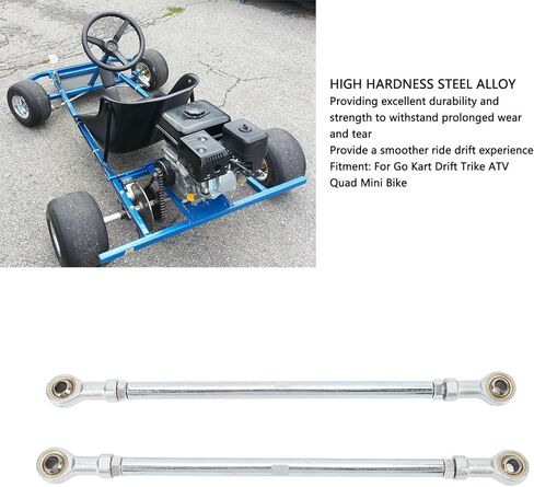 1 Pair Go Kart Tie Rods 295mm 8mm Tie Rod End Connector Joint Kit Steering Tie Rod Kit High Hardness Steel Alloy for Go Kart Drift Trike ATV Quad Mini Bike in Saudi Arabia