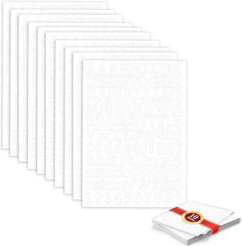 1210 قطعة، 10 أوراق ملصقات حروف ذاتية اللصق من الفينيل، ملصقات أرقام الحروف الأبجدية، ملصقات لعلامات أرقام صندوق البريد، ملصقات المجلات، صناعة يدوية يدوية الصنع (أسود) in Kuwait