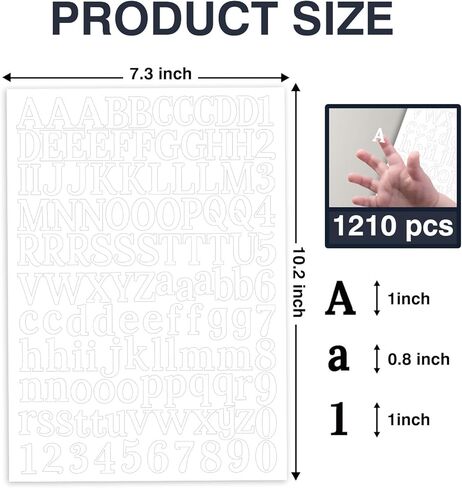 1210 قطعة، 10 أوراق ملصقات حروف ذاتية اللصق من الفينيل، ملصقات أرقام الحروف الأبجدية، ملصقات لعلامات أرقام صندوق البريد، ملصقات المجلات، صناعة يدوية يدوية الصنع (أسود) in Kuwait