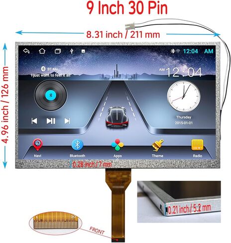 لوحة عرض LCD داخلية بديلة لوحدة Android Head Unit Car Stereo Radio GPS Navigation، دقة 1024x600 - إصلاح الشاشة أو الخطوط البيضاء المشوهة (جانب طويل 30P، 9 بوصات) in Kuwait