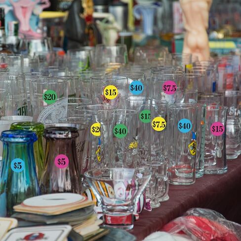 1200 Pcs Garage Sale Stickers,3/4" Yard Sale Price Sticker Rectangle Preprinted Price Labels for Fle Market Sale（Transparent Round-Large Price） in Kuwait