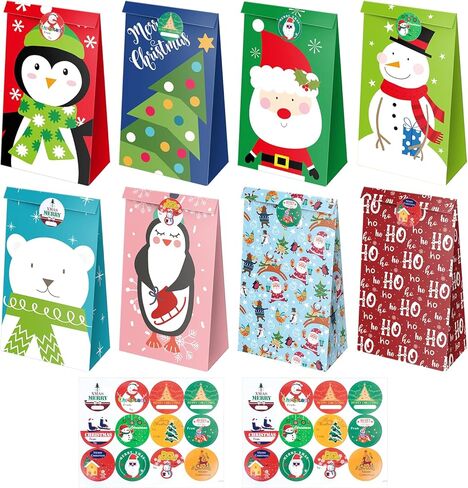 24 قطعة من حقائب هدايا عيد الميلاد من جايوايانج، حقائب هدايا صغيرة لعيد الميلاد مع ملصقات، جودي ميني لتغليف هدايا العطلات لصالح الحفلات. in Kuwait