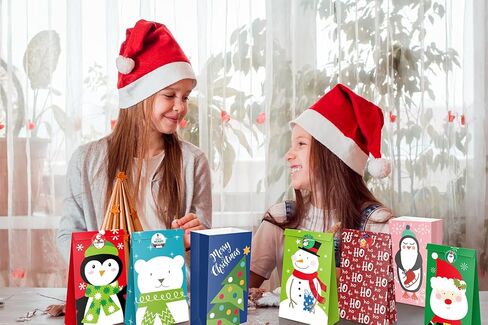 24 قطعة من حقائب هدايا عيد الميلاد من جايوايانج، حقائب هدايا صغيرة لعيد الميلاد مع ملصقات، جودي ميني لتغليف هدايا العطلات لصالح الحفلات. in Kuwait