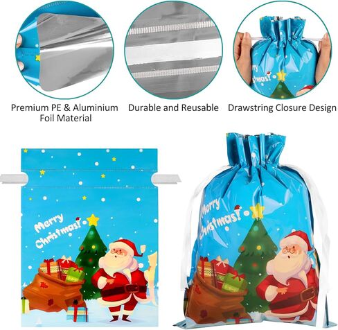 habgp 30 PCS Christmas Gift Bags, Xmas Drawstring Gift Bags Assorted Sizes for Christmas Holiday Present Wrapping & Festival Party Supplies, Large Medium Small in Saudi Arabia