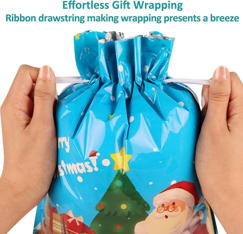 habgp 30 PCS Christmas Gift Bags, Xmas Drawstring Gift Bags Assorted Sizes for Christmas Holiday Present Wrapping & Festival Party Supplies, Large Medium Small in Saudi Arabia