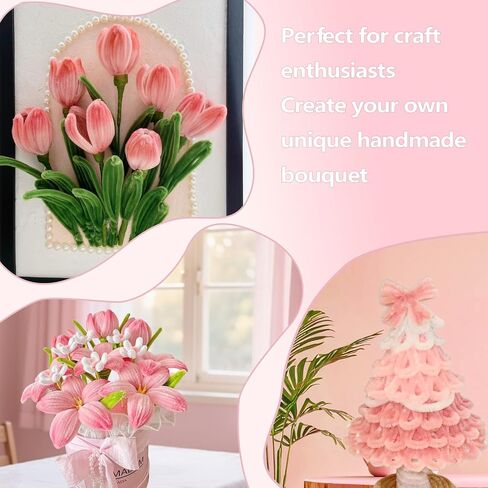 922 Pcs Pipe Cleaners Craft for Flowers, 5 Assorted Colors Pipe Cleaners Bulk for Arts and Crafts Supplies, Pastel Chenille Stems for DIY Art Making Kits, Bulk Fuzzy Gardening Tape Ribbon in Saudi Arabia
