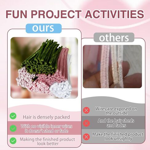 922 Pcs Pipe Cleaners Craft for Flowers, 5 Assorted Colors Pipe Cleaners Bulk for Arts and Crafts Supplies, Pastel Chenille Stems for DIY Art Making Kits, Bulk Fuzzy Gardening Tape Ribbon in Saudi Arabia
