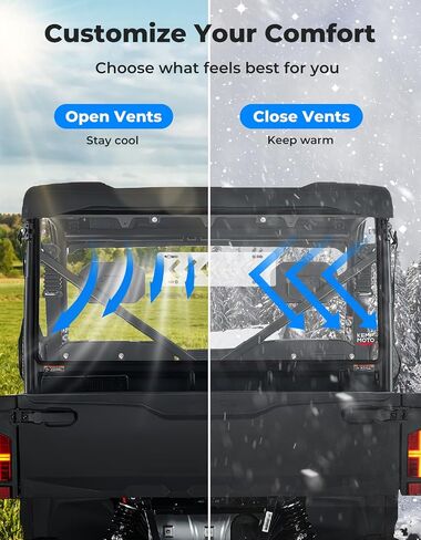 KEMIMOTO Vented Clear Rear Window Compatible with CFMOTO UFORCE 600 2021-2026, Sun Protection & UV-Proof Rear Windshield with Pre-installed Rubber Strips Accessories (Not Fit 800XL,1000) in Saudi Arabia