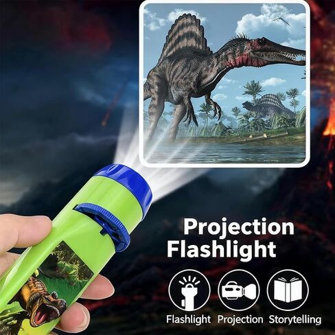 Dinosaur Projector Flashlight, 2026 New Portable Dinosaur Projector Flashlight for Kids, Night Light Technology Toy, 24 Dinosaurs, Projectable onto Walls, Ceilings, Tents (Dinosaurs) in Saudi Arabia