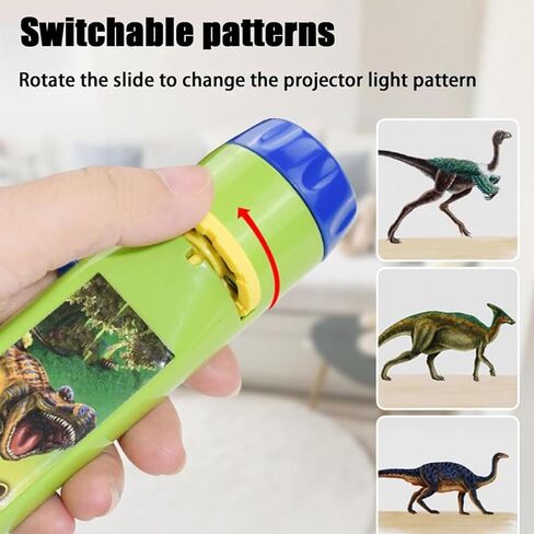 Dinosaur Projector Flashlight, 2026 New Portable Dinosaur Projector Flashlight for Kids, Night Light Technology Toy, 24 Dinosaurs, Projectable onto Walls, Ceilings, Tents (Dinosaurs) in Saudi Arabia