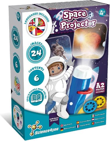شعلة الفضاء وجهاز العرض من Science4you - شعلة جهاز عرض النظام الشمسي، استكشف الكون، ضوء جهاز عرض المجرة مع الكواكب للأطفال، ألعاب الفضاء، الألعاب والهدايا للأولاد والبنات من سن 4 سنوات in Kuwait