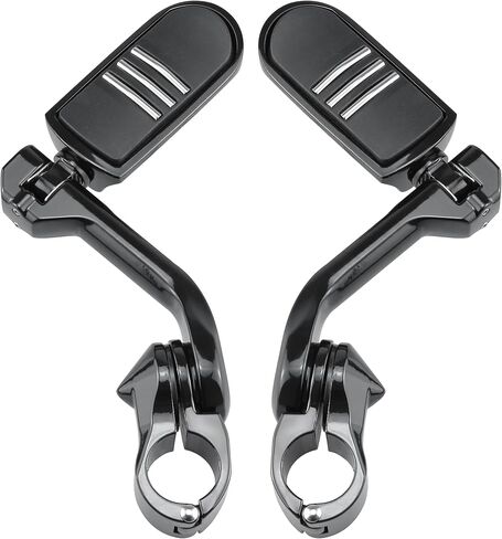 مساند قدم للطرق السريعة قابلة للتعديل مقاس 1.25 بوصة لدراجات Harley Touring/Softail/Sportster (Street Glide/Road King) CVO Dyna Trike VRSC - أوتاد تصادم طويلة الزاوية مع حوامل وتوافق مع حماية المحرك 1-1/4 (كروم) in Saudi Arabia