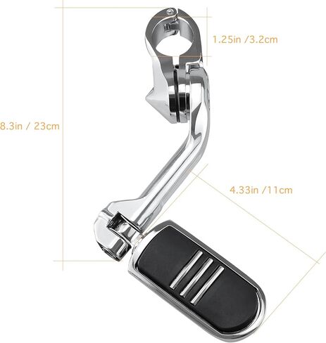 مساند قدم للطرق السريعة قابلة للتعديل مقاس 1.25 بوصة لدراجات Harley Touring/Softail/Sportster (Street Glide/Road King) CVO Dyna Trike VRSC - أوتاد تصادم طويلة الزاوية مع حوامل وتوافق مع حماية المحرك 1-1/4 (كروم) in Kuwait