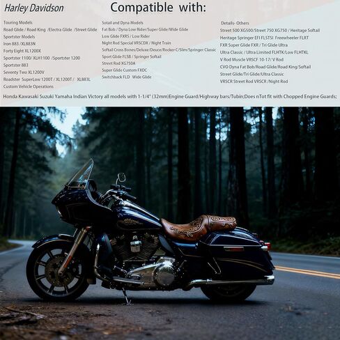 مساند قدم للطرق السريعة قابلة للتعديل مقاس 1.25 بوصة لدراجات Harley Touring/Softail/Sportster (Street Glide/Road King) CVO Dyna Trike VRSC - أوتاد تصادم طويلة الزاوية مع حوامل وتوافق مع حماية المحرك 1-1/4 (كروم) in Kuwait