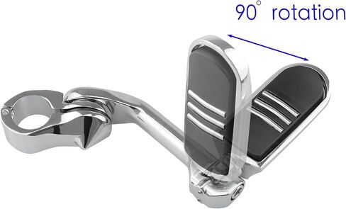 مساند قدم للطرق السريعة قابلة للتعديل مقاس 1.25 بوصة لدراجات Harley Touring/Softail/Sportster (Street Glide/Road King) CVO Dyna Trike VRSC - أوتاد تصادم طويلة الزاوية مع حوامل وتوافق مع حماية المحرك 1-1/4 (كروم) in Kuwait