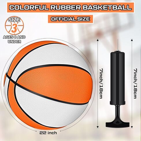 Mini Basketballs for Kids Size 3 Basketballs Bulk with Pump 7 Inch Colorful Rubber Basketball for Mini Hoop Indoor Outdoor Practice Waterproof Pool Basketball Toddler Yard Game (12 Pieces)… in Kuwait
