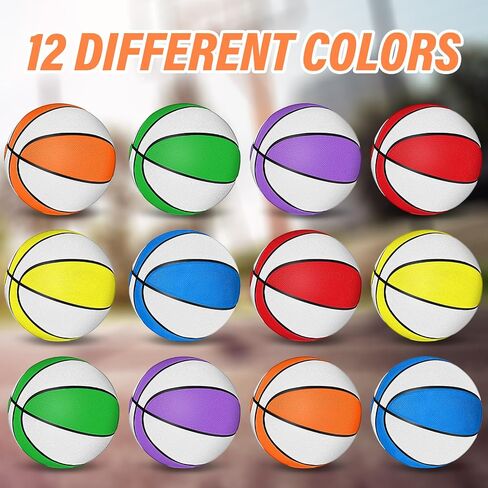 Mini Basketballs for Kids Size 3 Basketballs Bulk with Pump 7 Inch Colorful Rubber Basketball for Mini Hoop Indoor Outdoor Practice Waterproof Pool Basketball Toddler Yard Game (12 Pieces)… in Kuwait