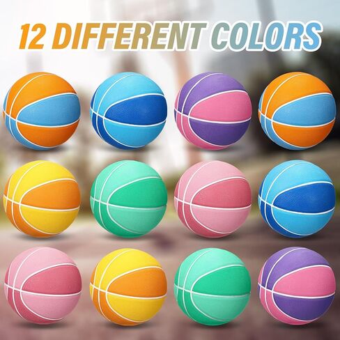 Mini Basketballs for Kids Size 3 Basketballs Bulk with Pump 7 Inch Colorful Rubber Basketball for Mini Hoop Indoor Outdoor Practice Waterproof Pool Basketball Toddler Yard Game (12 Pieces)… in Kuwait