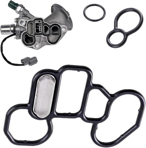 طقم حشية محول فلتر زيت حشية الرأس 3 قطع، حشية الملف اللولبي VTEC، حشية غطاء فلتر الزيت 15825-P8A-A01 36172-P8A-A01 91319-PR3-000، متوافق مع Hon-da Accord Odyssey Pilot (أسود) in Kuwait