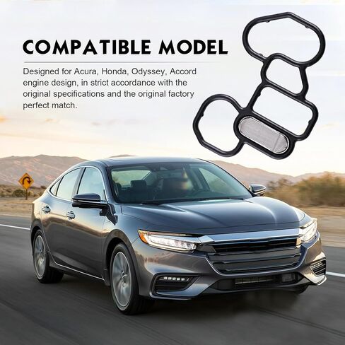 طقم حشية محول فلتر زيت حشية الرأس 3 قطع، حشية الملف اللولبي VTEC، حشية غطاء فلتر الزيت 15825-P8A-A01 36172-P8A-A01 91319-PR3-000، متوافق مع Hon-da Accord Odyssey Pilot (أسود) in Kuwait