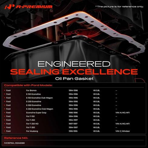 A-Premium 5.8L Engine Oil Pan Gasket Set, Compatible with Ford F-150 1994-1996, F-250, F-350, F-250 HD, E-150 E-250 E-350 Econoline, E-150 Econoline Club Wagon, Mustang, Econoline Super Duty, Bronco in Saudi Arabia