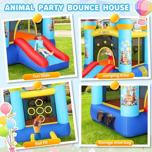 Inflatable Bounce House for Kids 3-12, 12.3FTx9FT Obstacle Bounce House with Dual Racing Slide, Basketball Rim, Bouncy Castle Jump House for Indoor Outdoor Backyard - Blower Included (AKSJ-02) in Saudi Arabia