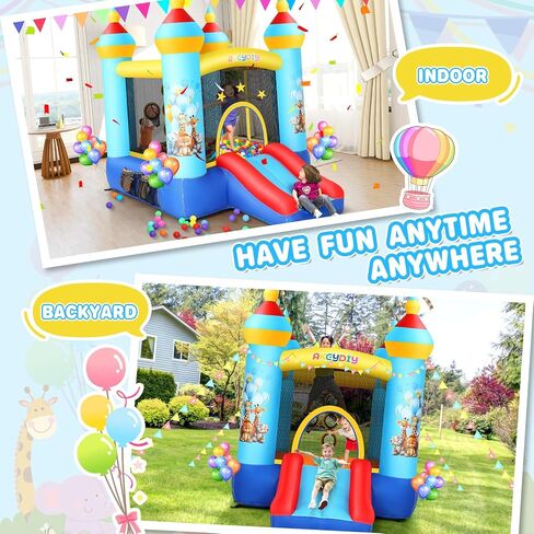 Inflatable Bounce House for Kids 3-12, 12.3FTx9FT Obstacle Bounce House with Dual Racing Slide, Basketball Rim, Bouncy Castle Jump House for Indoor Outdoor Backyard - Blower Included (AKSJ-02) in Saudi Arabia