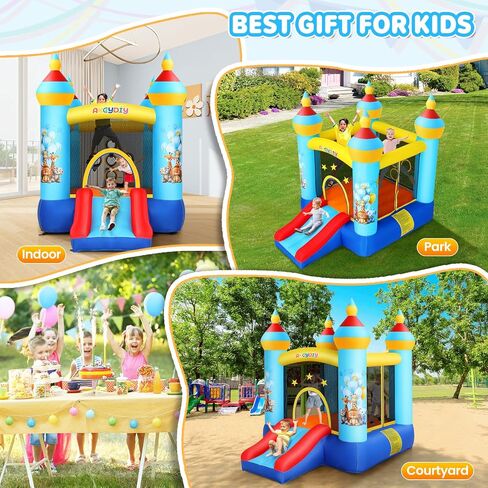 Inflatable Bounce House for Kids 3-12, 12.3FTx9FT Obstacle Bounce House with Dual Racing Slide, Basketball Rim, Bouncy Castle Jump House for Indoor Outdoor Backyard - Blower Included (AKSJ-02) in Saudi Arabia