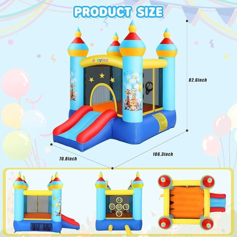 Inflatable Bounce House for Kids 3-12, 12.3FTx9FT Obstacle Bounce House with Dual Racing Slide, Basketball Rim, Bouncy Castle Jump House for Indoor Outdoor Backyard - Blower Included (AKSJ-02) in Saudi Arabia