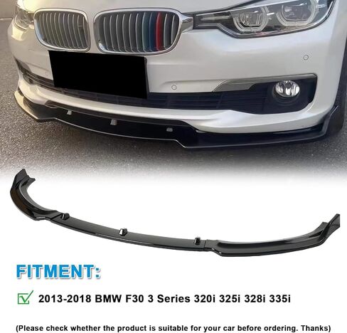 KHK الجبهة الوفير الشفاه المفسد لسيارات BMW 3 سلسلة F30 F31 قاعدة الوفير 318i 320i 328d 330e 330i 340i 2013-2018، سد الهواء الفاصل الأمامي الأسود اللامع ABS طقم الجسم الملحقات in Kuwait