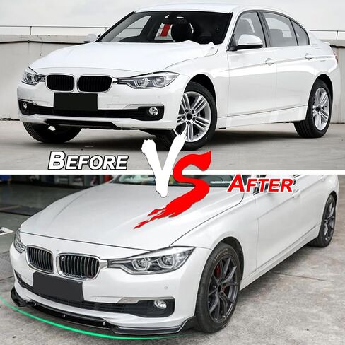 KHK الجبهة الوفير الشفاه المفسد لسيارات BMW 3 سلسلة F30 F31 قاعدة الوفير 318i 320i 328d 330e 330i 340i 2013-2018، سد الهواء الفاصل الأمامي الأسود اللامع ABS طقم الجسم الملحقات in Kuwait