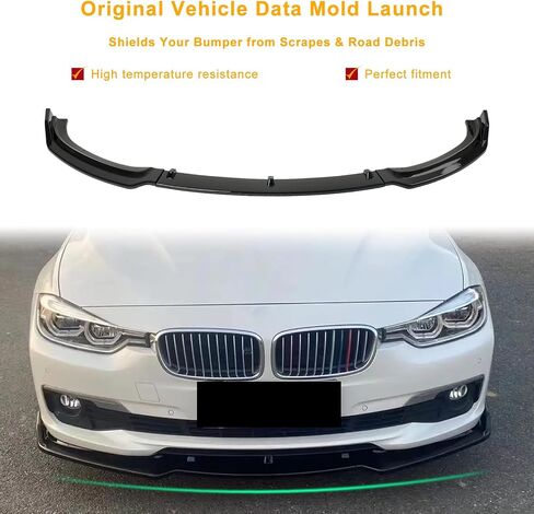 KHK الجبهة الوفير الشفاه المفسد لسيارات BMW 3 سلسلة F30 F31 قاعدة الوفير 318i 320i 328d 330e 330i 340i 2013-2018، سد الهواء الفاصل الأمامي الأسود اللامع ABS طقم الجسم الملحقات in Kuwait