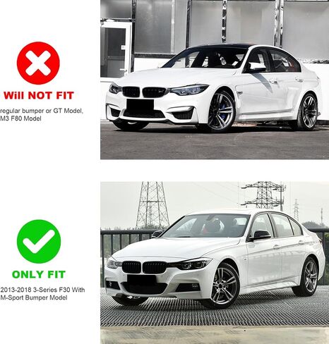 KHK Front Bumper Lip Spoiler for BMW 3 Series F30 F31 Base Bumper 318i 320i 328d 330e 330i 340i 2013-2018,Air Dam Front Splitter Gloss Black ABS Body Kit Accessories in Saudi Arabia