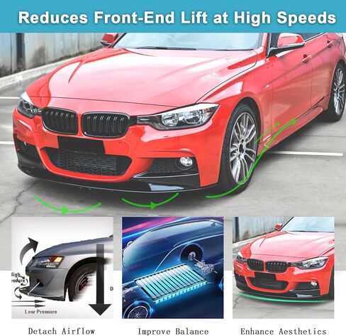 KHK Front Bumper Lip Spoiler for BMW 3 Series F30 F31 Base Bumper 318i 320i 328d 330e 330i 340i 2013-2018,Air Dam Front Splitter Gloss Black ABS Body Kit Accessories in Saudi Arabia