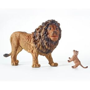 Keena 8PCS Realistic Lion Figurines with Lion Cubs, 2-8" Jungle Animals Figures Family Set Includes Baby Lions, Educational Toy Cake Toppers Christmas Birthday Gift for Kids Toddlers in Saudi Arabia