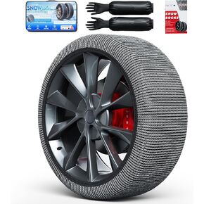 Snow Socks for Tires – High-Traction Tire Socks for Snow, Cars, SUVs, Pickups, EU EN-16662-1 Certified, 2-Pack Black L in Kuwait