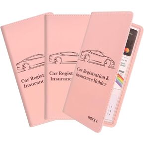 BOKKY 3 Pack PU Car Registration and Insurance Holder Convertible Car Document Holder with Magnetic Shut - Ideal for Documents, Cards, License in Kuwait