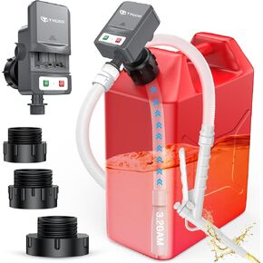 Portable Fuel Transfer Pump - Nozzle for Quick Flow Control, Battery Powered, 3.2 GPM, No Spill, 3 Tank Adapters for Gas, Diesel, Kerosene, Water (Grey) in Saudi Arabia
