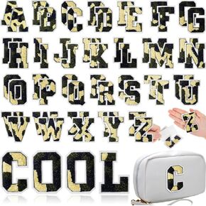 WILLBOND 52 Pcs Christmas Alphabet Patches Self Adhesive Letter Patches Embroidered Applique Alphabet Chenille Stickers DIY Personalized Name Tags for Clothes Bags(Plaid) in Saudi Arabia