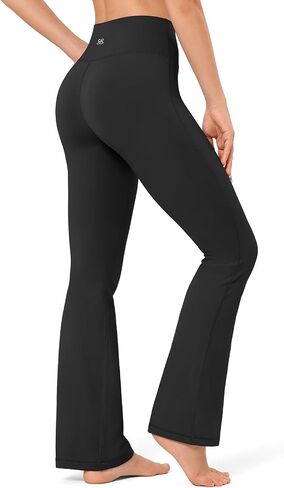 No Front Seam Flare Leggings for Women – High Waisted Bootcut Yoga Pants, Pilates Outfit for Casual Athleisure Wear in Saudi Arabia