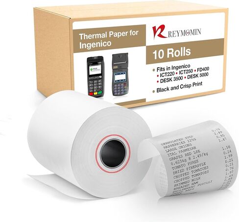 لفائف الورق الحرارية لمكتب Ingenico 3500 ، مكتب 5000 ، نقل 5000 ، تكنولوجيا المعلومات والاتصالات 220 ، ICT250 - ورقة إيصال خالية من BPA لآلات بطاقات الائتمان - 50 لفائف in Kuwait