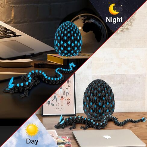 3D Printed Dragon with Mystery Dragon Egg Glow in The Dark, Cool Stuff Fun Gifts, Fidget Toy for Adults Teens Boy Home Decor Easter Basket Stuffers in Kuwait