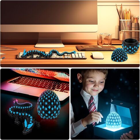 3D Printed Dragon with Mystery Dragon Egg Glow in The Dark, Cool Stuff Fun Gifts, Fidget Toy for Adults Teens Boy Home Decor Easter Basket Stuffers in Kuwait