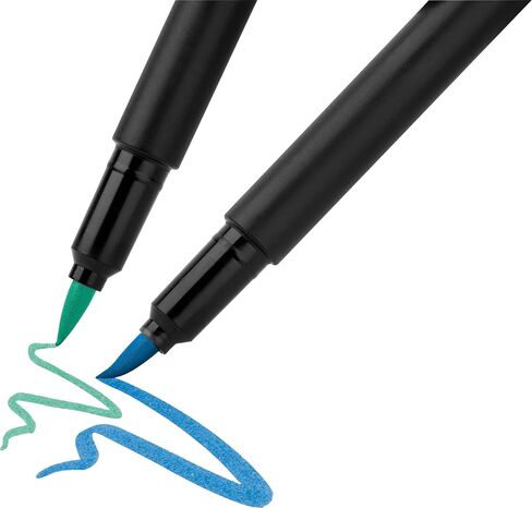 Faber-Castell Black Edition Felt Tip Pen with Soft Brush Nib: 10 Colors - Brush Tip Markers for Adult Coloring, Lettering, and Drawing, Calligraphy Brush Pen for Artists in Saudi Arabia