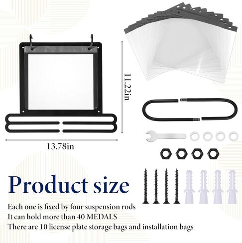 Race Bib and Medal Display Hanger, Running Bib Holder, Wall Mounted Hanging Rack Stands, Medal Holder Display Rack- 2 Rows Medals Hanger, Displays up to 40 Medals, 20 Race Bibs in Saudi Arabia