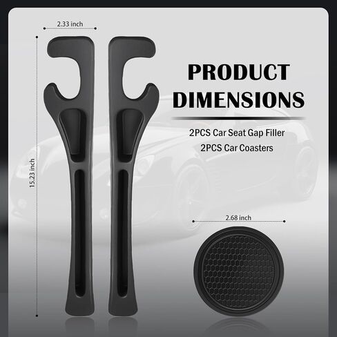 2-in-1 Car Seat Gap Filler Organizer & Car Coasters for Cup Holders Set,New Cars Seat Gap Plug with Storage Slot,Universal in Between Cars Seats Catcher Fit for Trucks SUVs in Saudi Arabia