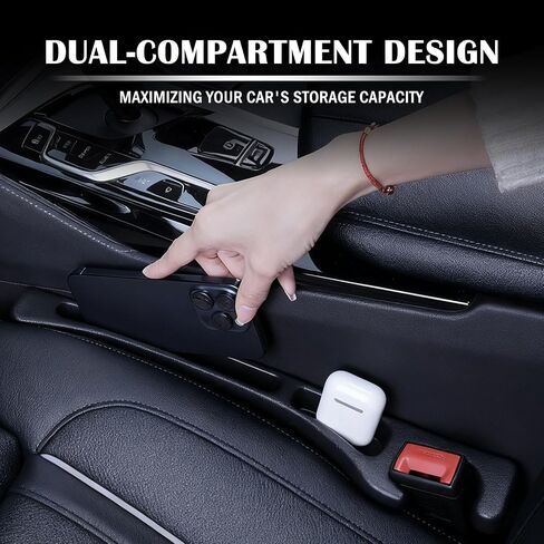 2-in-1 Car Seat Gap Filler Organizer & Car Coasters for Cup Holders Set,New Cars Seat Gap Plug with Storage Slot,Universal in Between Cars Seats Catcher Fit for Trucks SUVs in Saudi Arabia